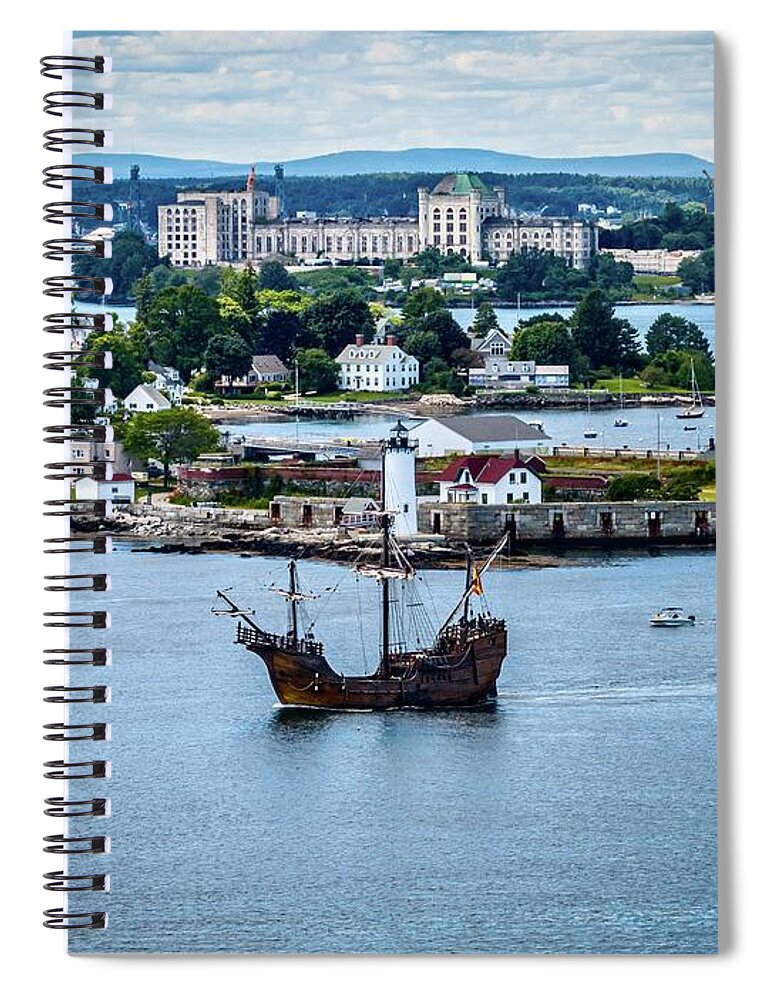 Spiral Notebook featuring the photograph Nao Trinidad in Portsmouth Harbor by John Gisis