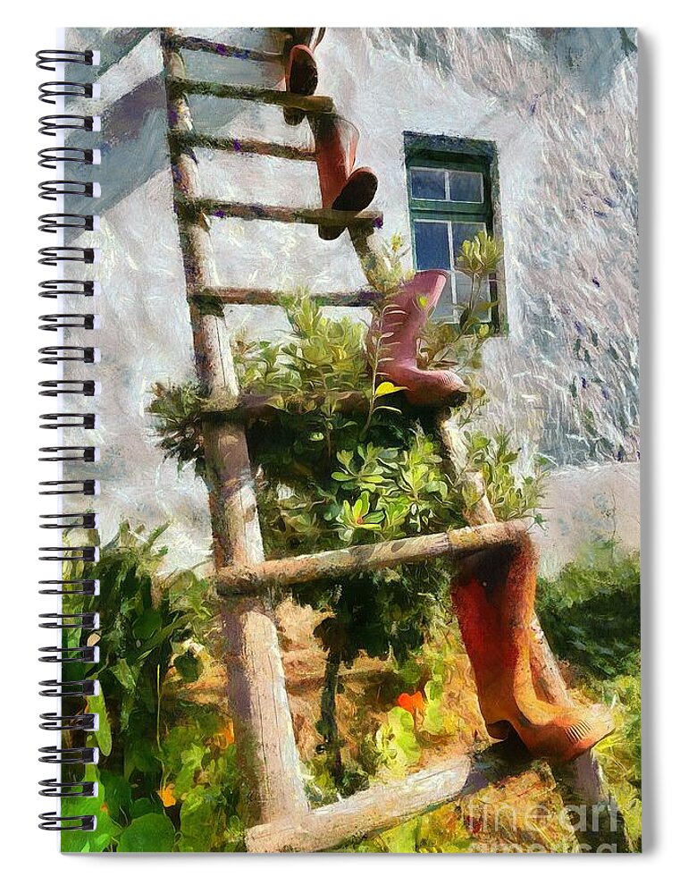 Charming Spiral Notebook featuring the painting Napier Farmstall Charm by Eva Lechner