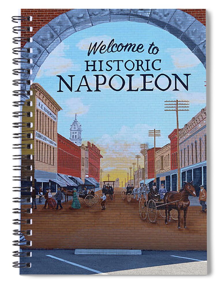 Mural Spiral Notebook featuring the photograph Napoleon Ohio Mural by Dave Rickerd 9850 by Jack Schultz