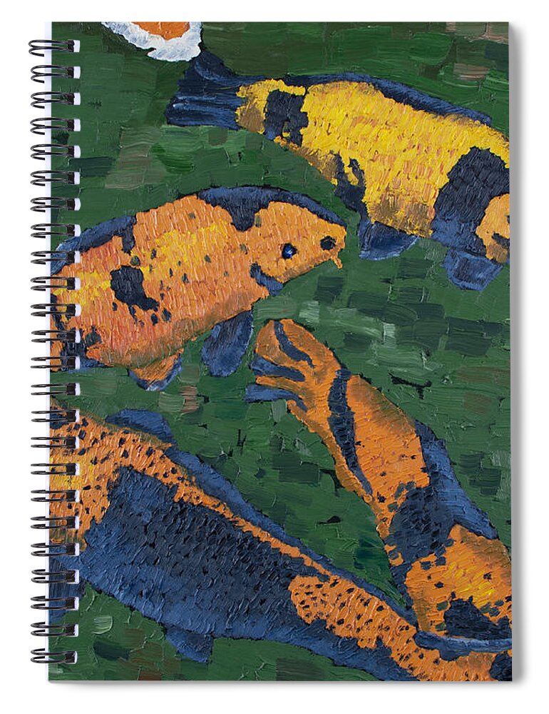 Fish Spiral Notebook featuring the painting Narita Koi by Nick Ferszt