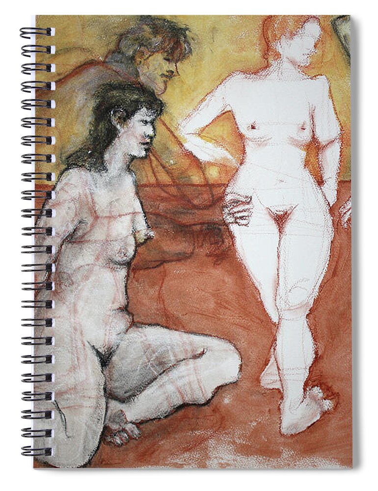 Female Nude Spiral Notebook featuring the mixed media Natalie by PJ Kirk
