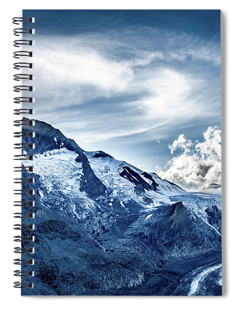 Adventure Spiral Notebook featuring the photograph National Park Hohe Tauern With Grossglockner The Highest Mountain Peak Of Austria And The Alps by Andreas Berthold