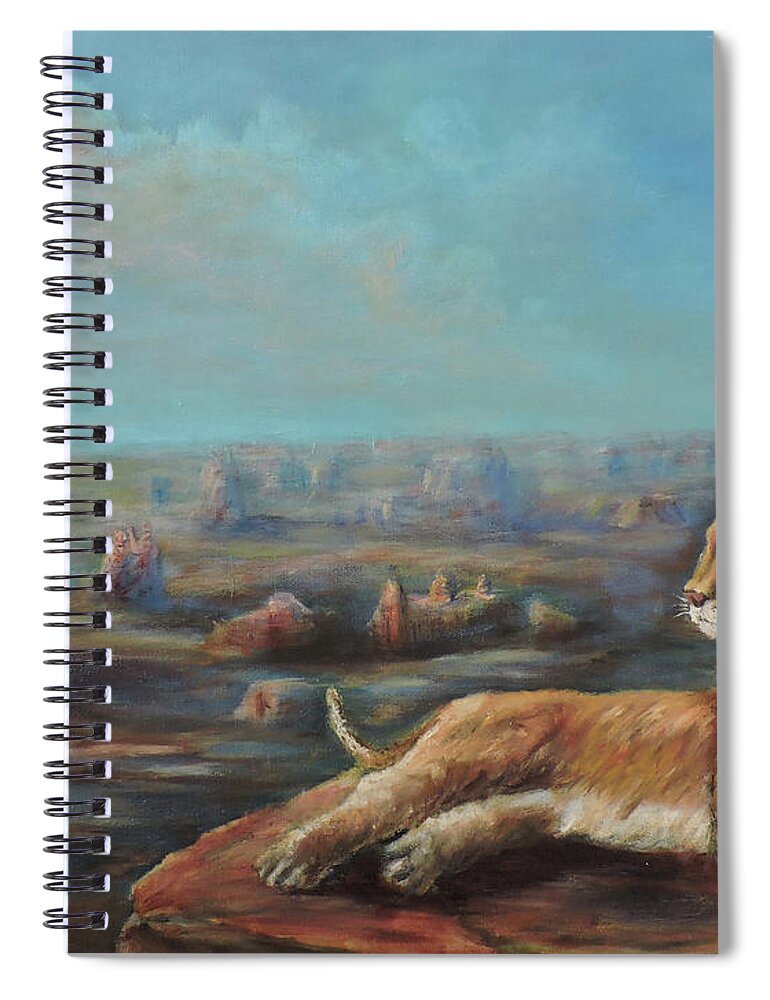 Landscape Spiral Notebook featuring the painting National Parks by Katalin Luczay