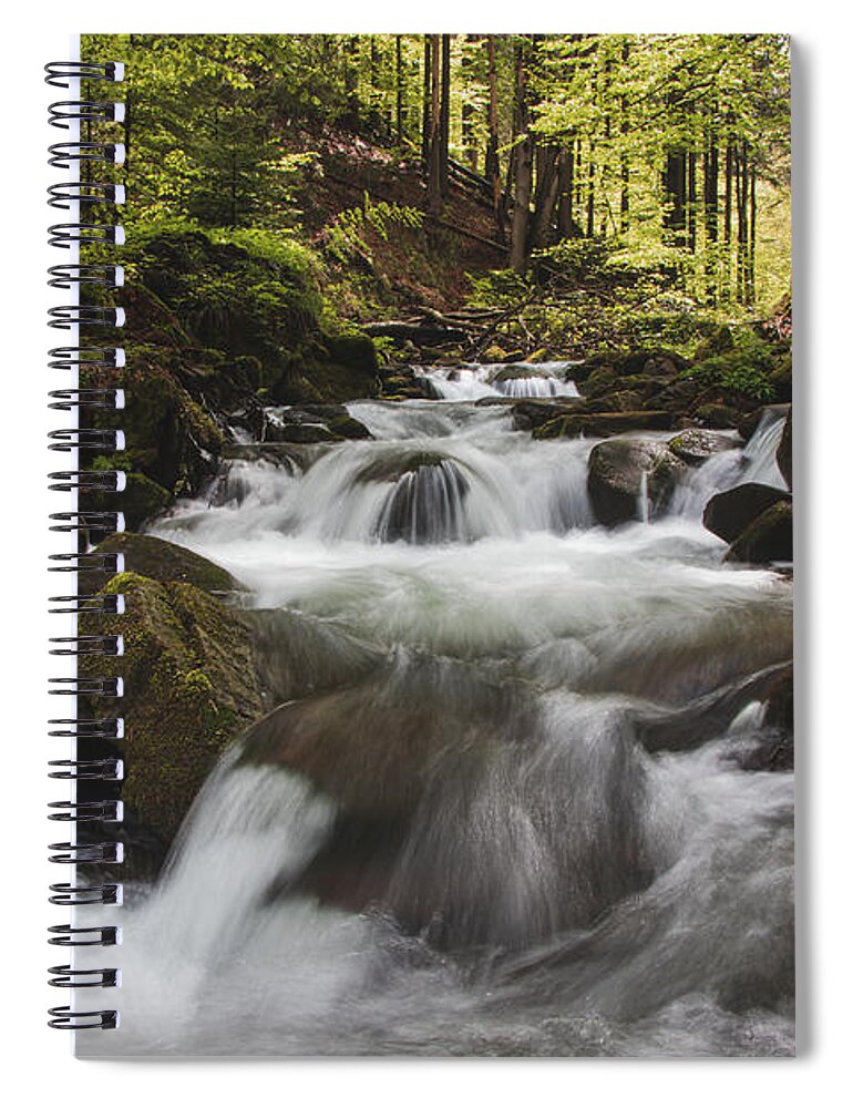 Satiny Waterfall Spiral Notebook featuring the photograph Natural gem in the form of clean water and air by Vaclav Sonnek