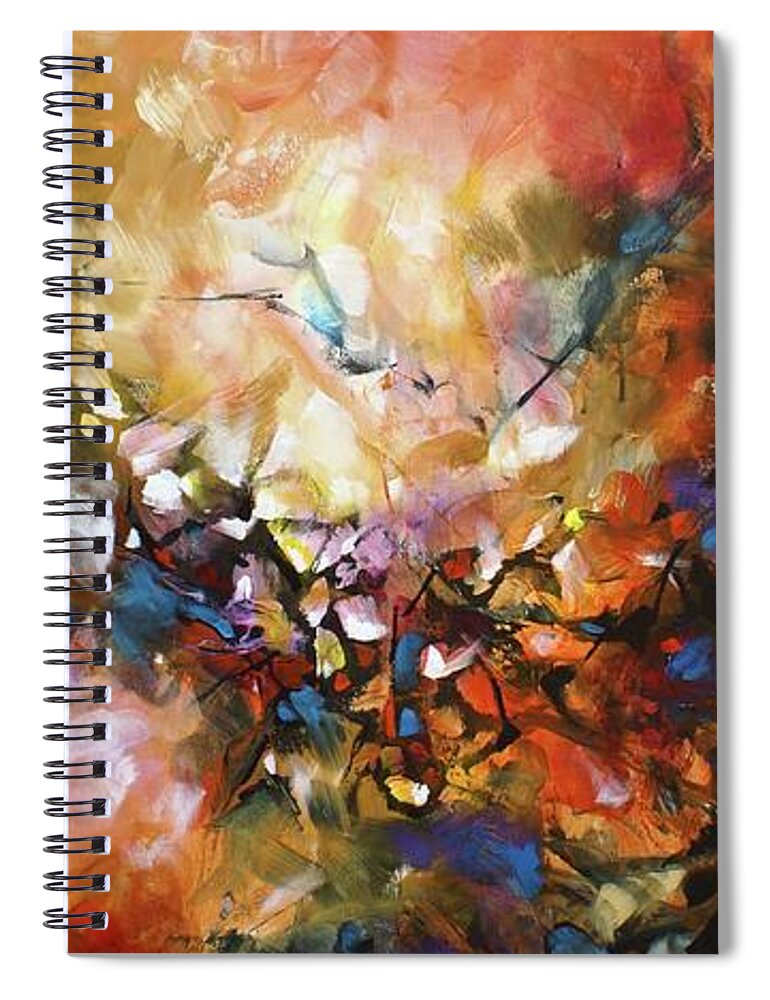 Abstract Spiral Notebook featuring the painting Natural Intervention by Michael Lang
