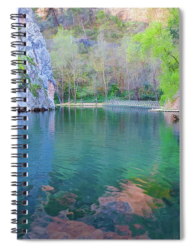 Canvas Spiral Notebook featuring the photograph Natural park of the monastery of Piedra - Orton glow Edition - 1 by Jordi Carrio Jamila