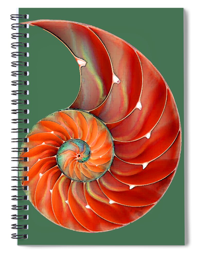 Nautilus Spiral Notebook featuring the painting Nautilus Shell - Nature's Perfection by Sharon Cummings