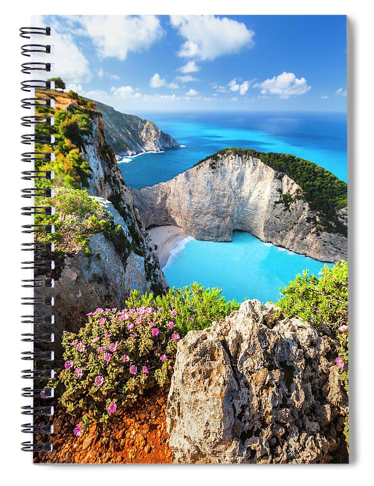 Greece Spiral Notebook featuring the photograph Navagio Bay by Evgeni Dinev