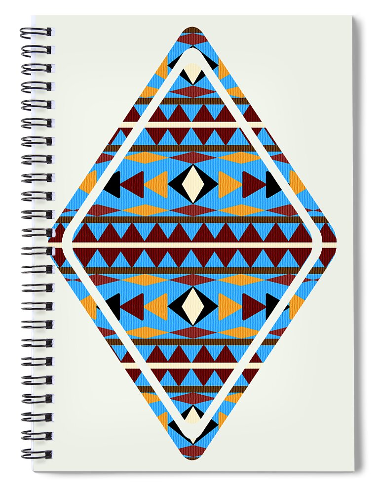 Navajo Spiral Notebook featuring the mixed media Navajo Blue Pattern Art by Christina Rollo