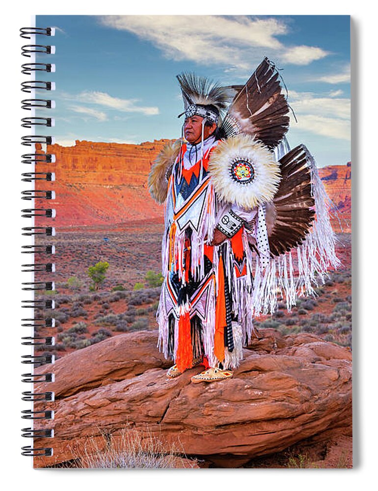 Southwest Spiral Notebook featuring the photograph Navajo Fancy Dancer at Valley Of The Gods - 2 by Dan Norris