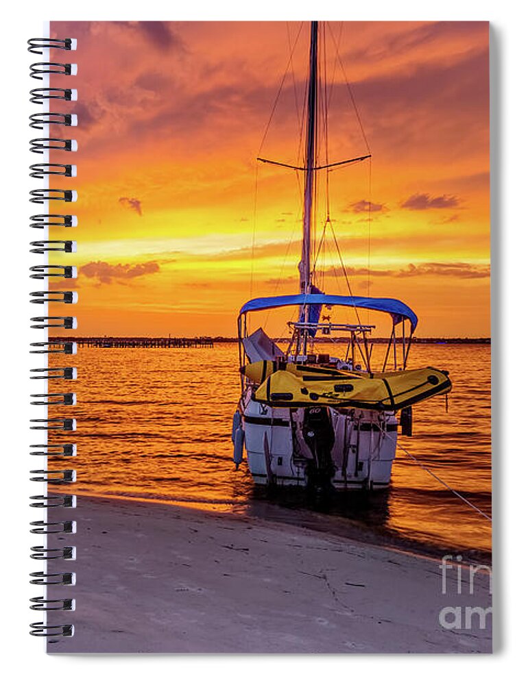 Navarre Spiral Notebook featuring the photograph Navarre Florida Fire Sunset by Jennifer White