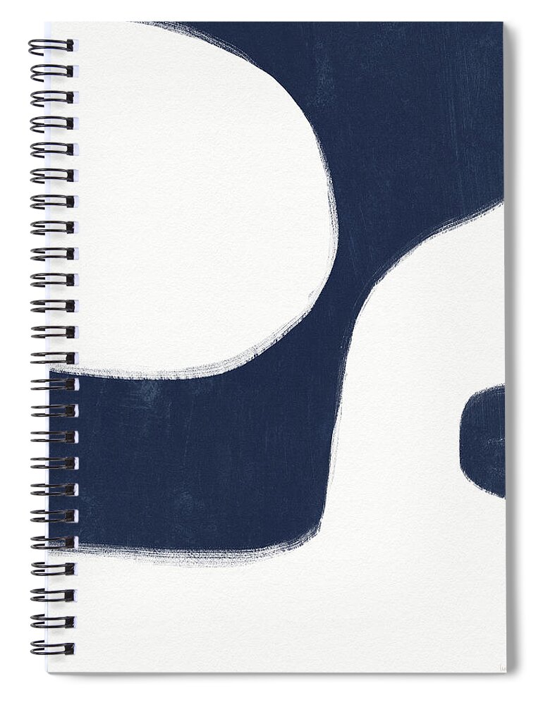 Modern Spiral Notebook featuring the mixed media Blue Drift 2- Art by Linda Woods by Linda Woods