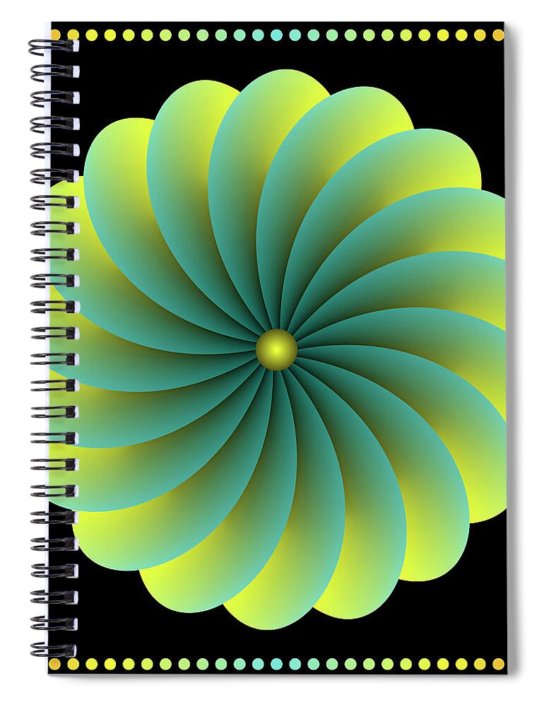Illuminated Abstract Spiral Notebook featuring the digital art Neon Night Spin-Daisy by Becky Titus