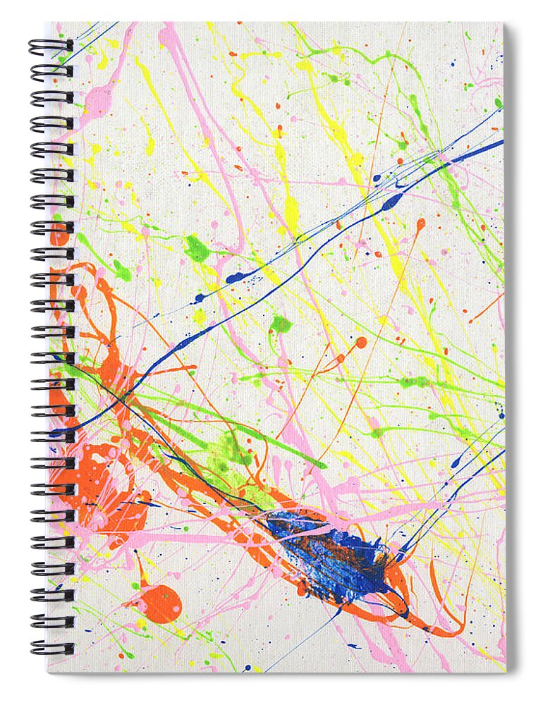 Neon Spiral Notebook featuring the painting Neon Rain by Phil Strang