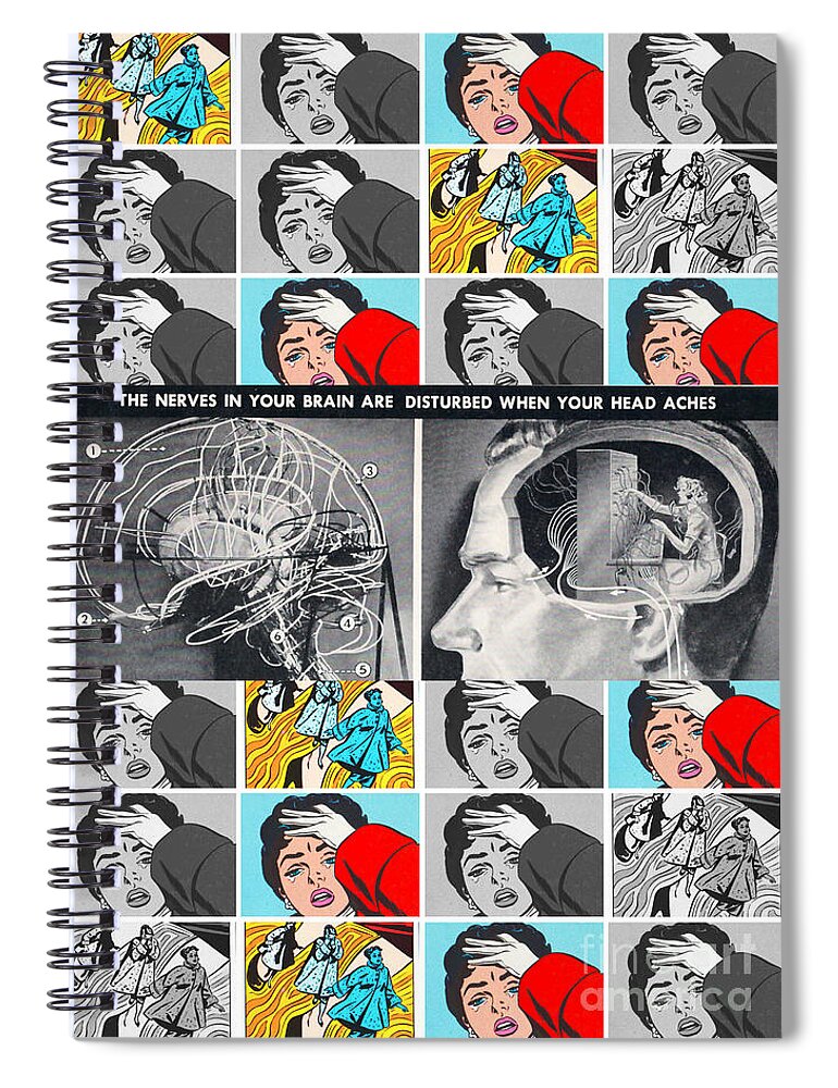 Mental Health Spiral Notebook featuring the mixed media Nervous Breakdown by Sally Edelstein
