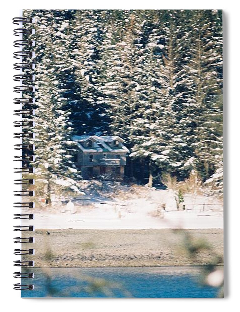 #winter #snow #snowy #forrestretreat #alaska #ak #juneau #cruise #tours #vacation #peaceful #sealaska #southeastalaska #calm #35mm #analog #film #sprucewoodstudios Spiral Notebook featuring the photograph Nestled in the Snow by Charles Vice