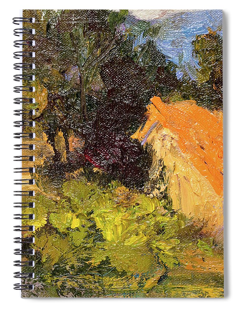 Cottage Spiral Notebook featuring the painting Nestled by Radha Rao