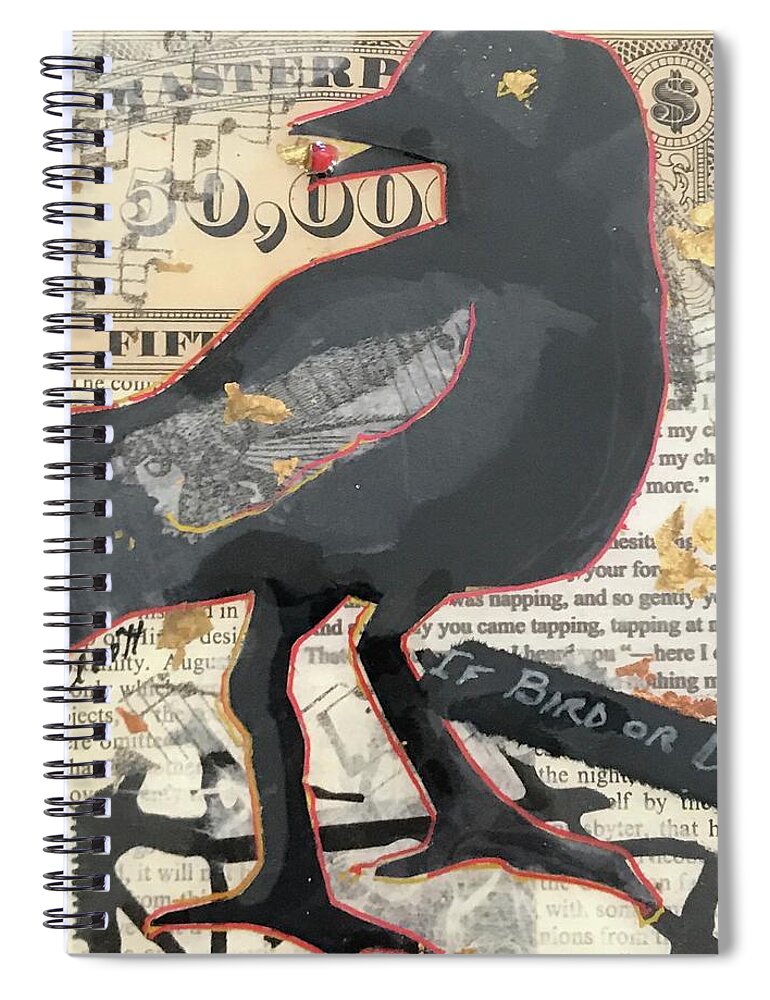 Poe Spiral Notebook featuring the painting Nevermore by Elaine Elliott
