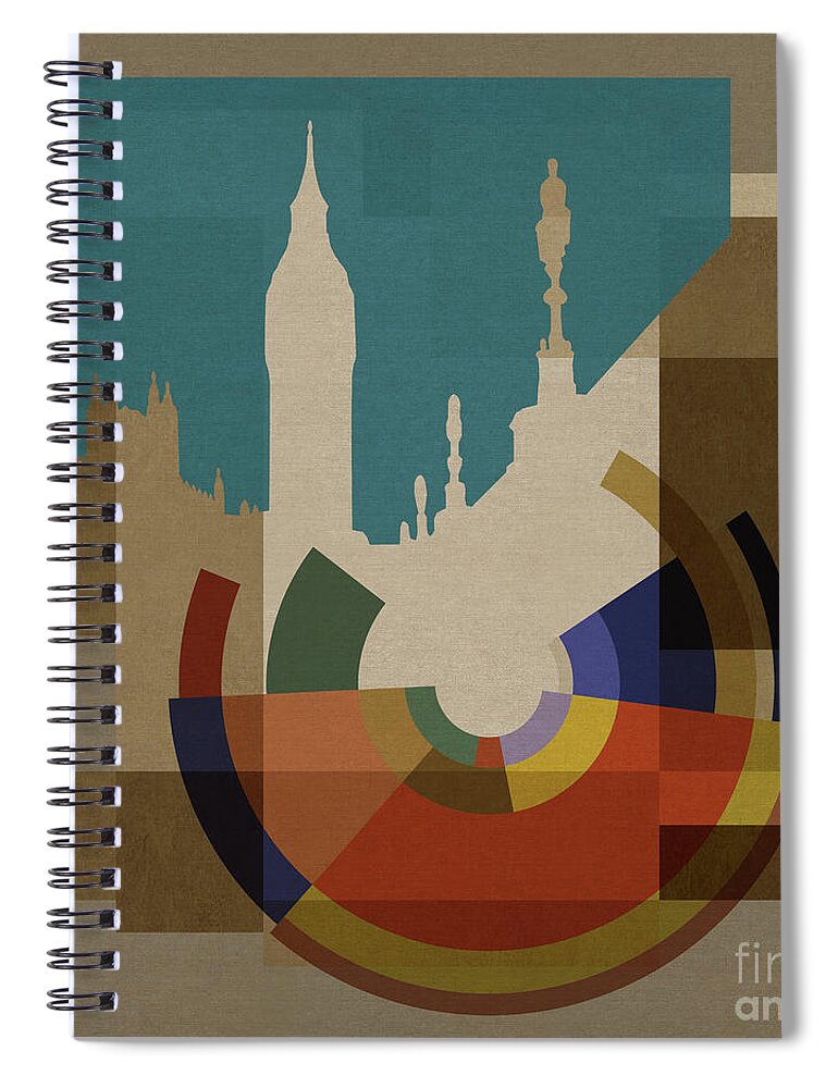 London Spiral Notebook featuring the mixed media New Capital Square - Big Ben by BFA Prints