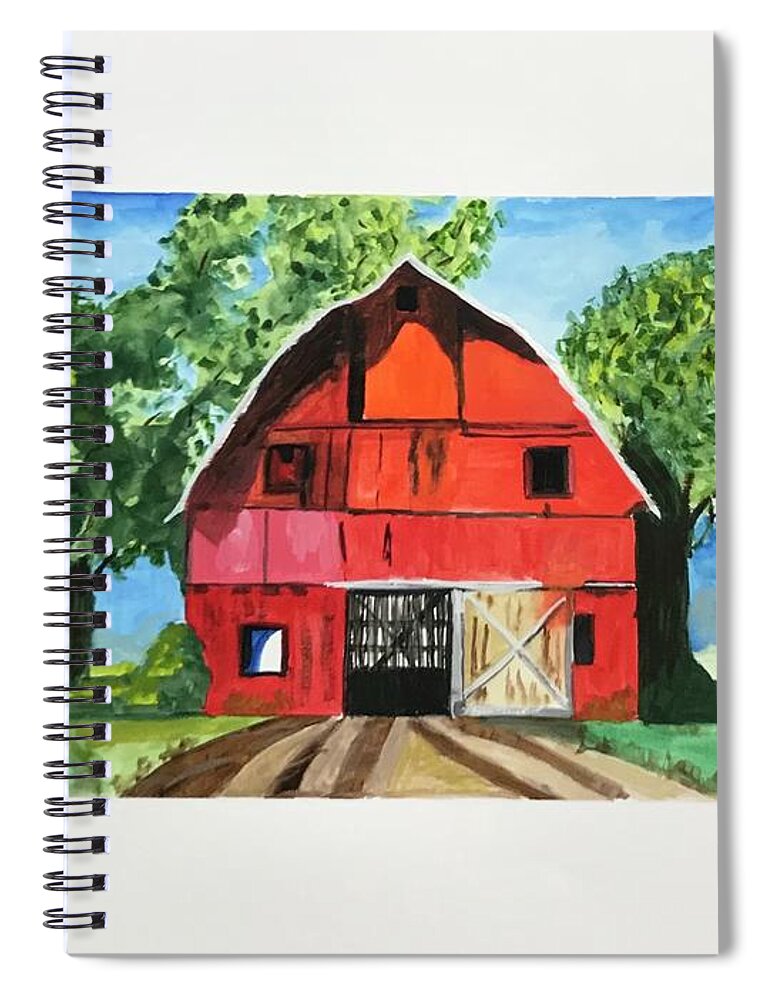 Original Art Work Spiral Notebook featuring the painting New England Barn Scene after M Sievers by Theresa Honeycheck