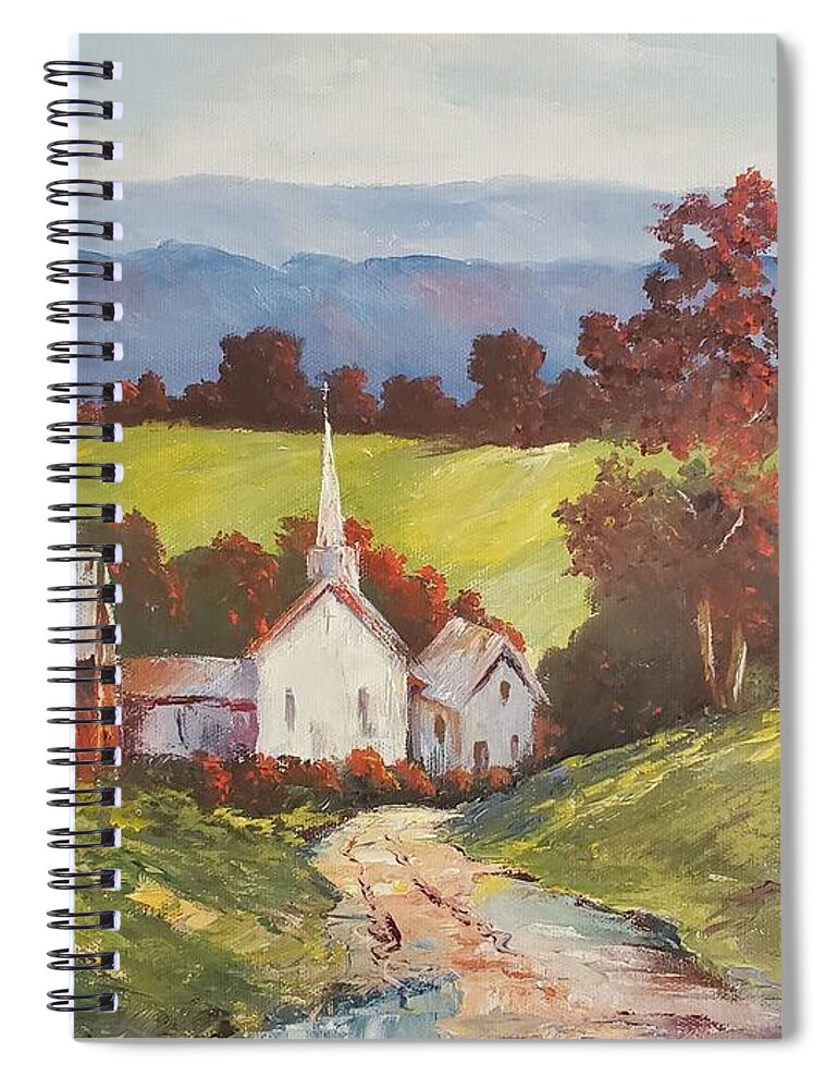 Autumn Spiral Notebook featuring the painting New England Splendor by ML McCormick