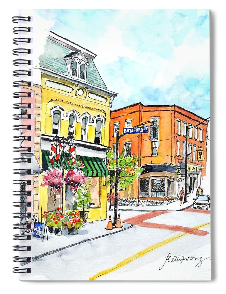 Architecture Spiral Notebook featuring the painting New Market, Ontario by Betty M M Wong