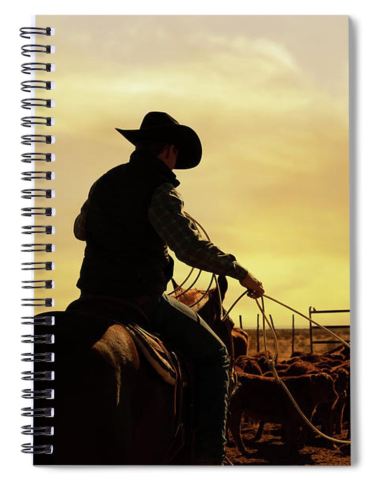 Cowboy Spiral Notebook featuring the photograph New Mexico Cowboy by Terri Cage