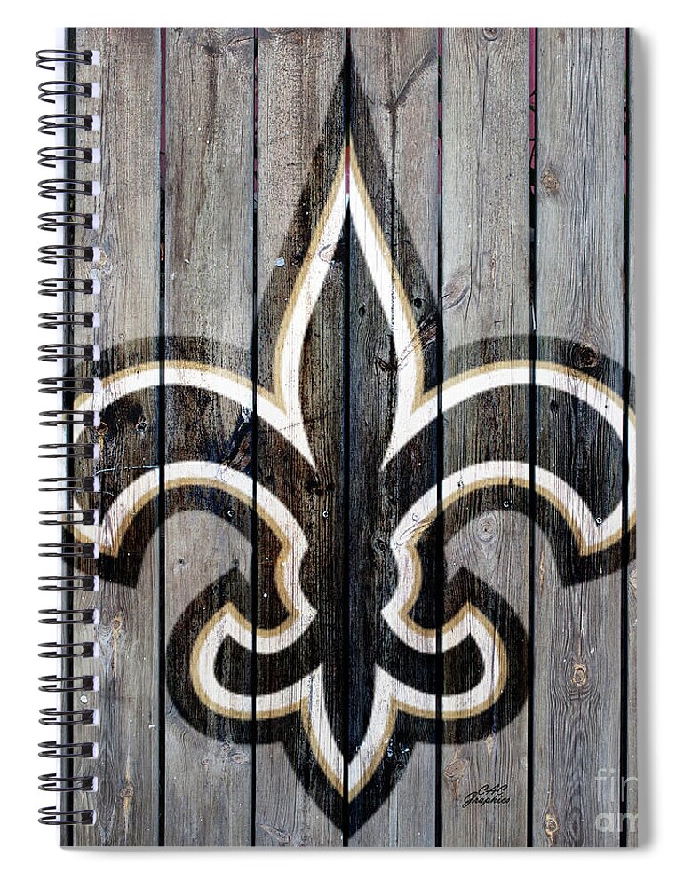 New Orleans Saints Spiral Notebook featuring the digital art New Orleans Saints Wood Art 2 by CAC Graphics