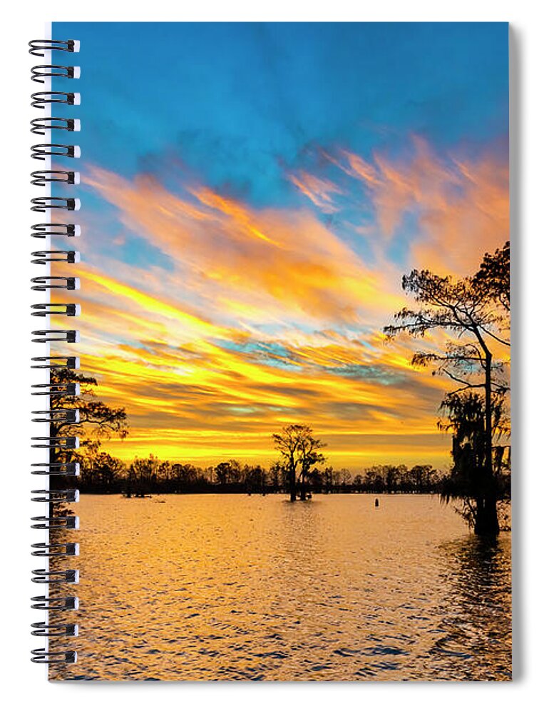 Atchafalaya Spiral Notebook featuring the photograph New Year Rising by Andy Crawford
