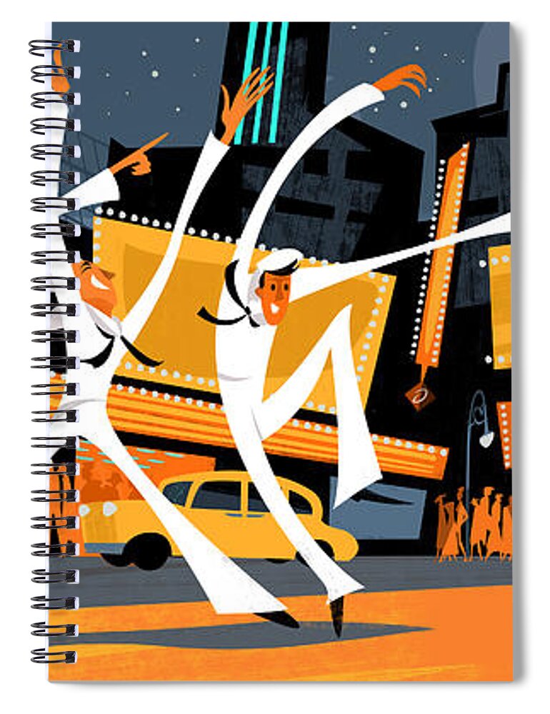 Broadway Spiral Notebook featuring the digital art New York New York by Alan Bodner