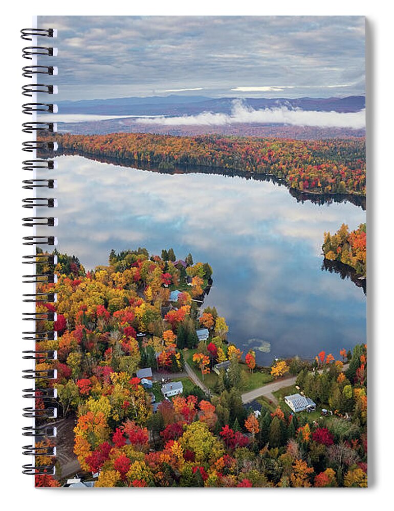  Spiral Notebook featuring the photograph Newark Pond Vermont Fall Reflection #3 by John Rowe