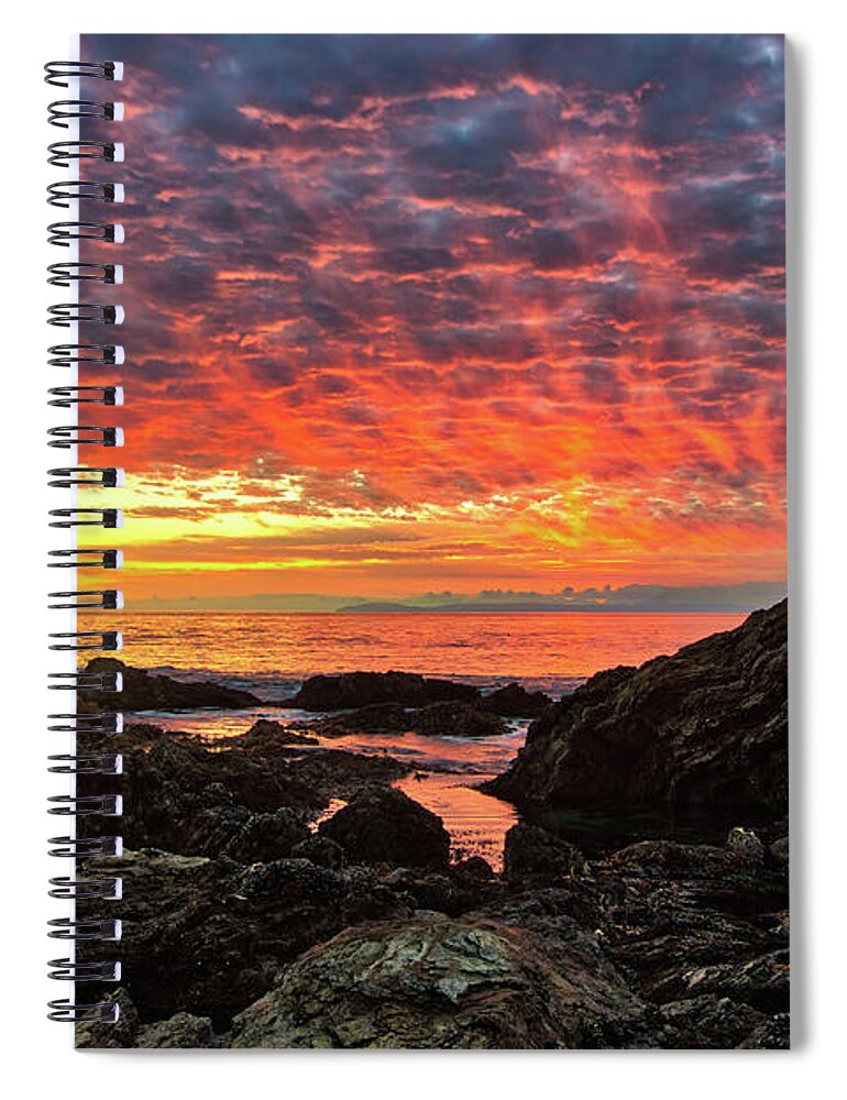 Newport Beach Spiral Notebook featuring the photograph Newport Beach Sky On Fire by Eddie Yerkish
