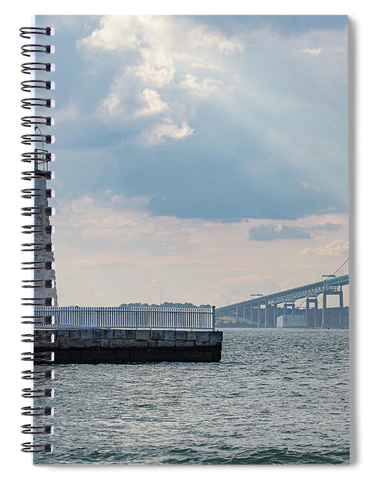 Goat Island Lighthouse Spiral Notebook featuring the photograph Newport Harbor Goat Island Lighthouse by Denise Kopko