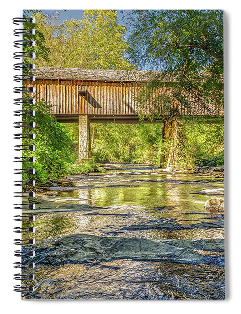 Atlanta Spiral Notebook featuring the photograph Nickajack Creek View of Concord Covered Bridge by Donna Twiford