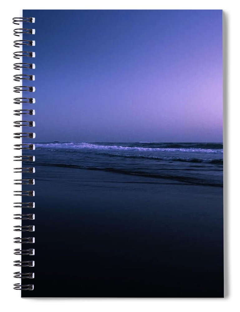 Water Spiral Notebook featuring the photograph Night At The Ocean by Hannes Cmarits