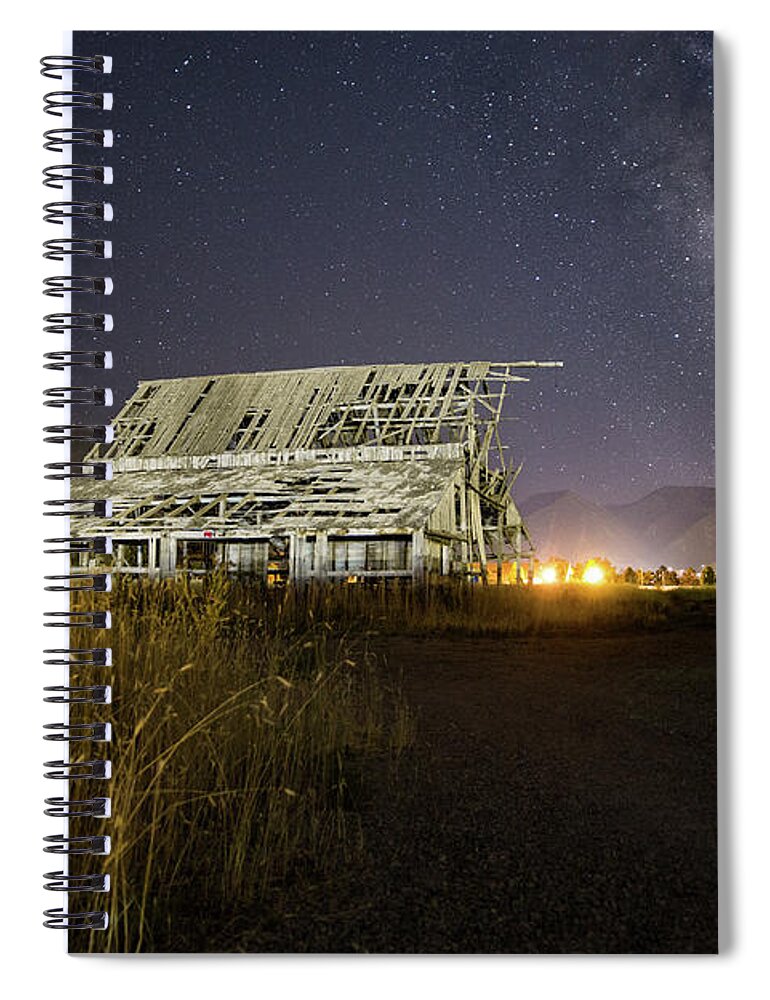 Barn Spiral Notebook featuring the photograph Night Barn by Wesley Aston