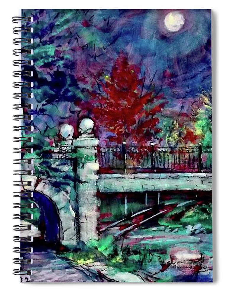 Painting Spiral Notebook featuring the painting Night Bear by Les Leffingwell