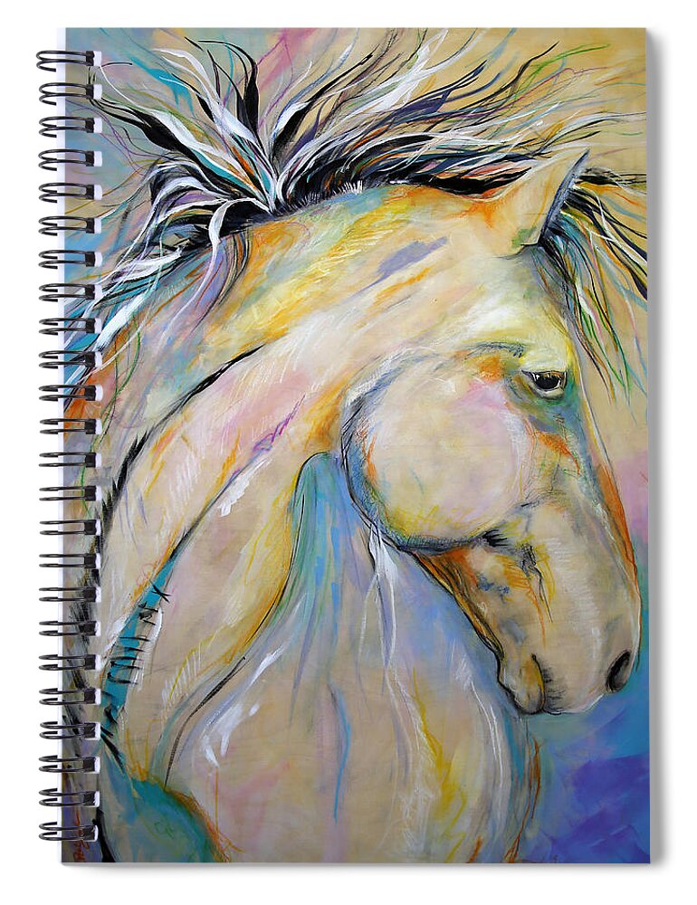 Laurie Pace Horse Painting Spiral Notebook featuring the painting Night before Day Sunrise by Laurie Pace