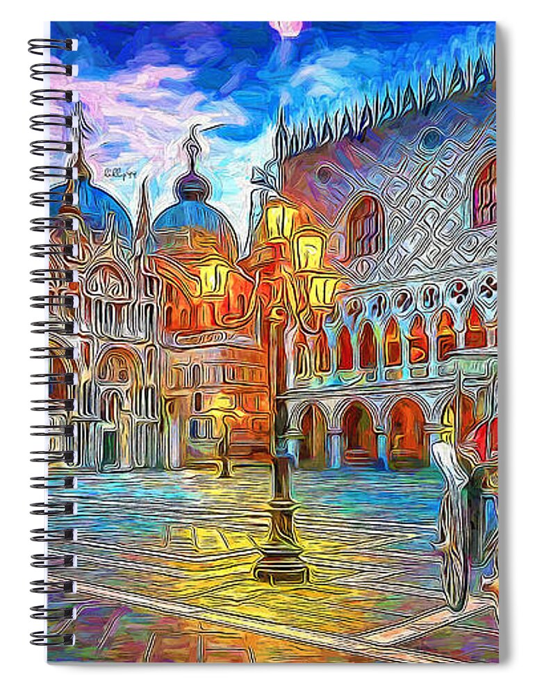 Paint Spiral Notebook featuring the painting Night come in old Europe by Nenad Vasic