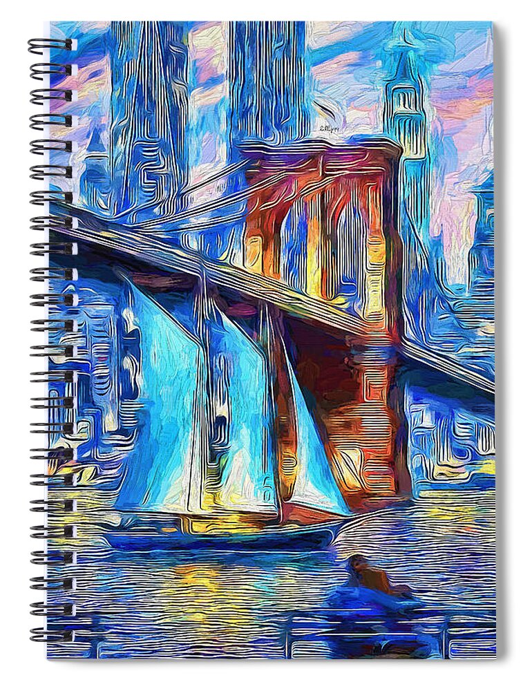 Paint Spiral Notebook featuring the painting Night come to NY by Nenad Vasic