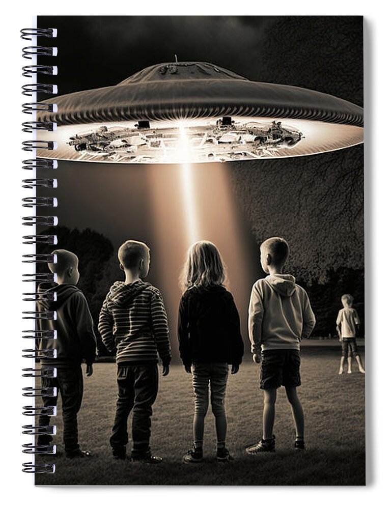 Night Spiral Notebook featuring the mixed media Night Games II by Jay Schankman