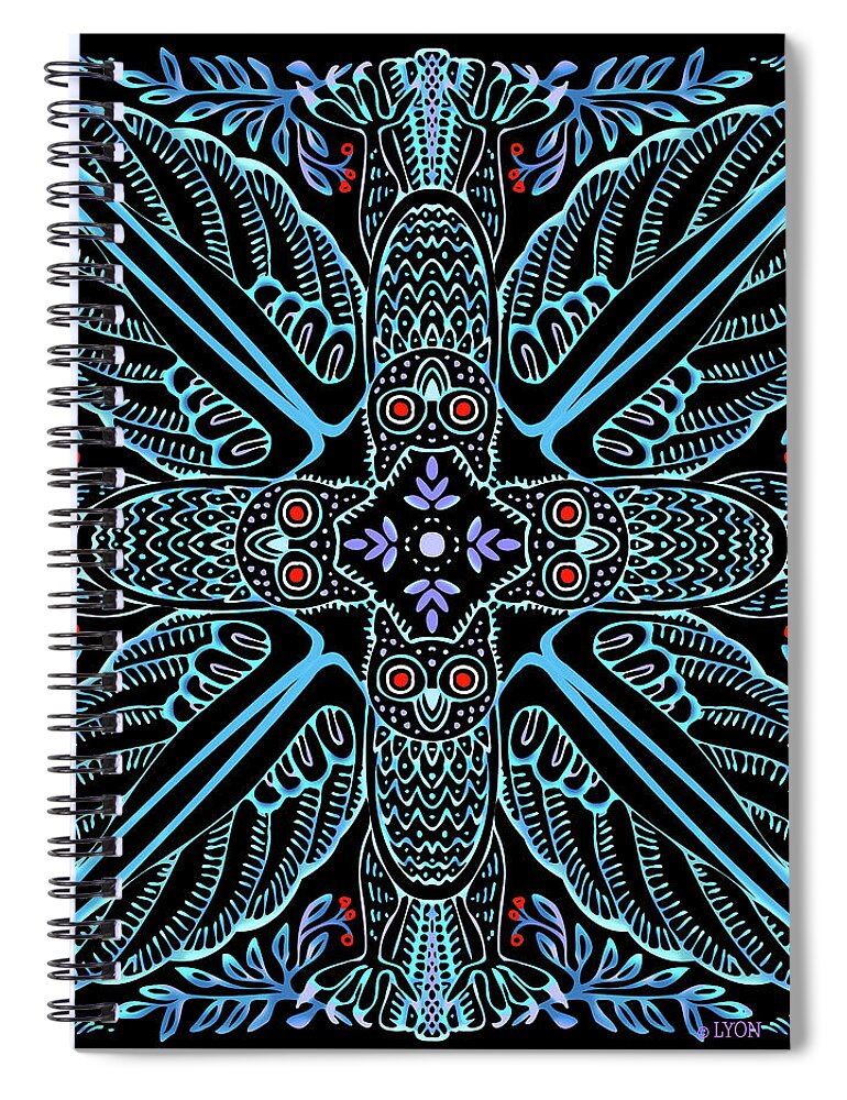 Owls Spiral Notebook featuring the drawing Night Owl by Angela Treat Lyon