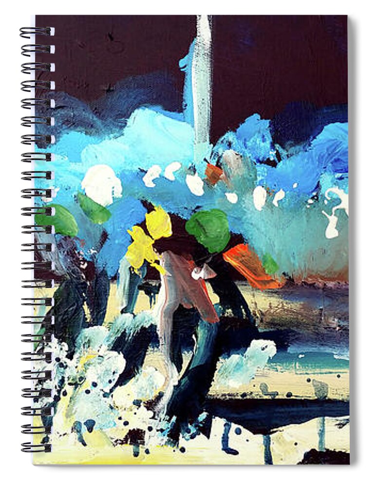 Kentucky Horse Racing Spiral Notebook featuring the painting Night Race by John Gholson