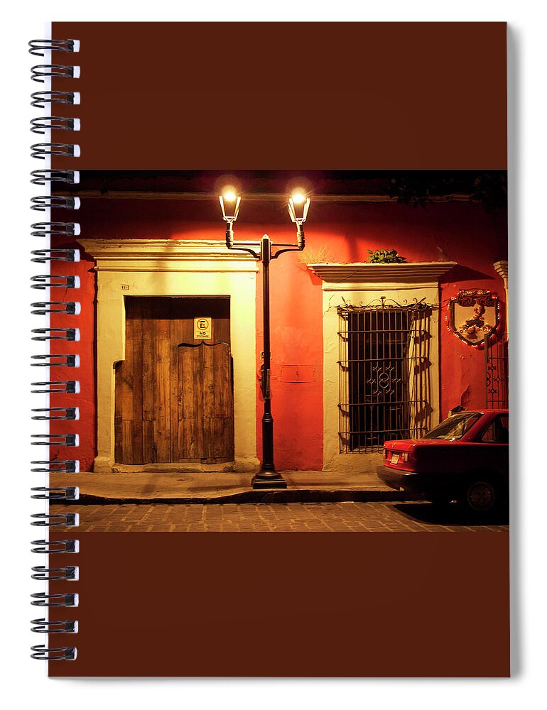 Oaxaca City Spiral Notebook featuring the photograph Night Street Oaxaca by Lorena Cassady