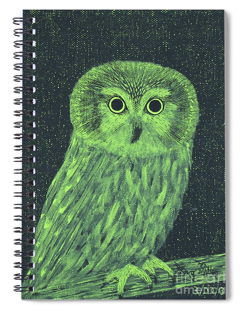 Night Visions Spiral Notebook featuring the painting Night Visions Barn Owl by Doug Miller