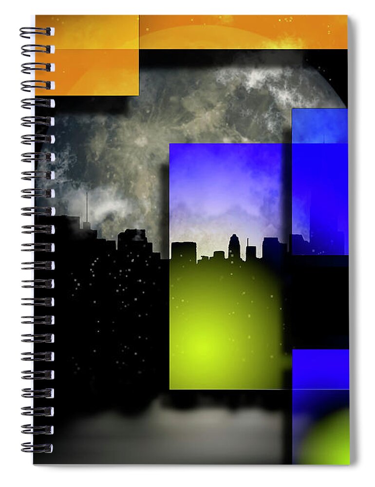 Night Spiral Notebook featuring the digital art Night Windows by Bruce Rolff