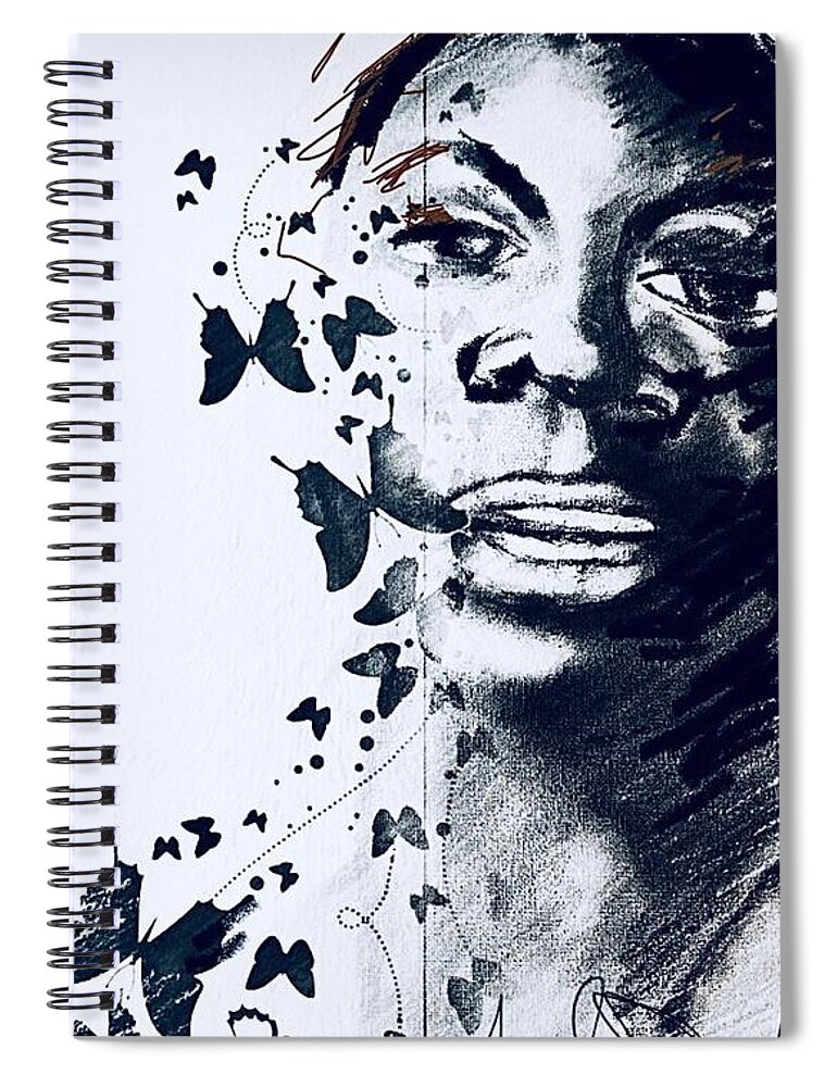  Spiral Notebook featuring the mixed media Nina by Angie ONeal