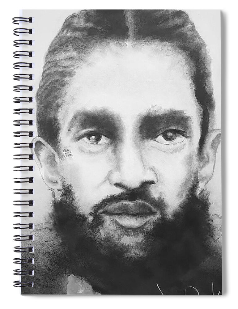  Spiral Notebook featuring the drawing Nipsey by Angie ONeal