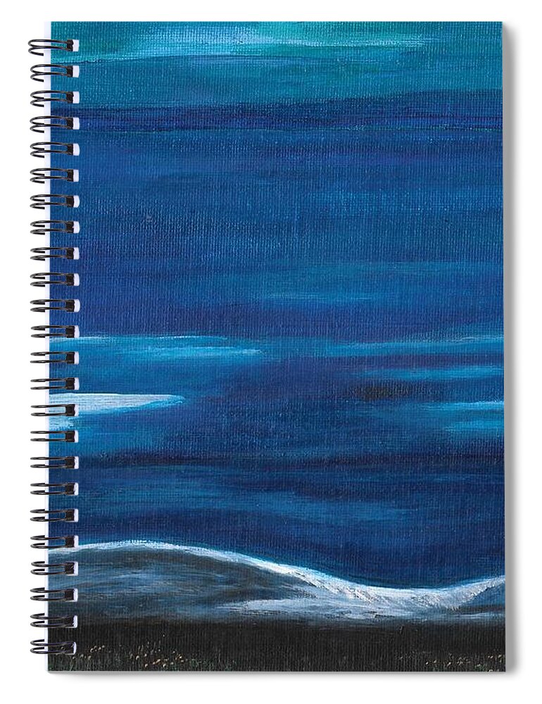 Blue Spiral Notebook featuring the painting No End in Sight by Esoteric Gardens KN