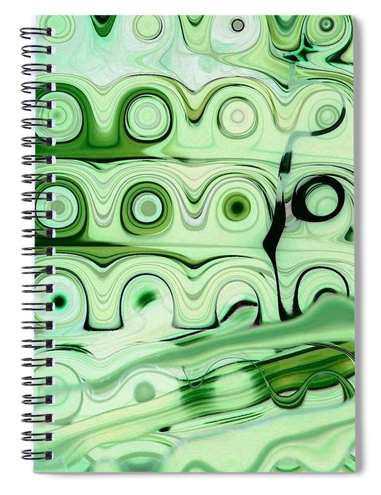 Green Spiral Notebook featuring the digital art No Escape From Wonder by Andy Rhodes